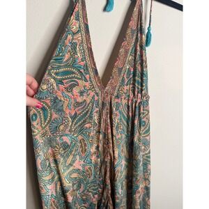 Guru Paisley Maxi Dress Halter Neck Open Back Strappy Tassel Boho Resortwear